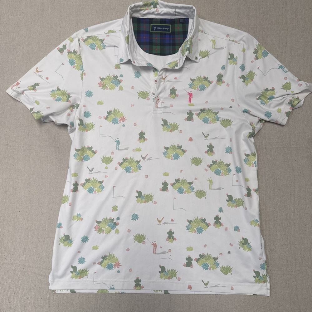 William Murray Golf Polo White With Green Medium